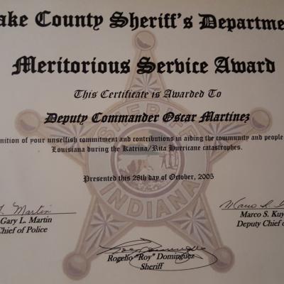 Lake County Sheriff's Department Meritorious Service Award 2005